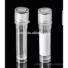 Tube de congélation Cryovial / Cryo en plastique transparent de 2ml